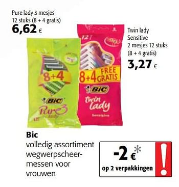 Promoties Bic volledig assortiment wegwerpscheermessen voor vrouwen - BIC - Geldig van 15/11/2017 tot 28/11/2017 bij Colruyt