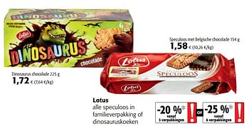 Promoties Lotus alle speculoos in familieverpakking of dinosauruskoeken - Lotus Bakeries - Geldig van 15/11/2017 tot 28/11/2017 bij Colruyt