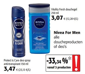 Promoties Nivea for men alle doucheproducten of deo`s - Nivea - Geldig van 15/11/2017 tot 28/11/2017 bij Colruyt