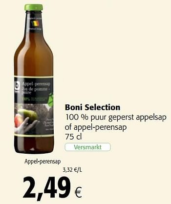Promoties Boni selection 100 % puur geperst appel-perensap - Boni - Geldig van 15/11/2017 tot 28/11/2017 bij Colruyt