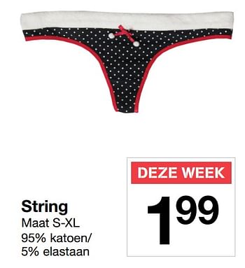 Promoties Dames string - Huismerk - Zeeman  - Geldig van 18/11/2017 tot 25/11/2017 bij Zeeman