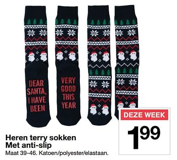 Promotions Heren terry sokken met anti-slip - Produit maison - Zeeman  - Valide de 18/11/2017 à 25/11/2017 chez Zeeman