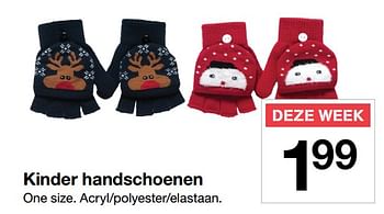 Promotions Kinder handschoenen - Produit maison - Zeeman  - Valide de 18/11/2017 à 25/11/2017 chez Zeeman