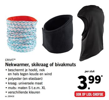 Promotions Nekwarmer, skikraag of bivakmuts - Crivit - Valide de 26/11/2017 à 02/12/2017 chez Lidl