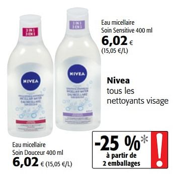 Promoties Nivea tous les nettoyants visage - Nivea - Geldig van 15/11/2017 tot 28/11/2017 bij Colruyt