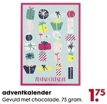 Promoties Adventkalender gevuld met chocolade - Huismerk - Hema - Geldig van 08/11/2017 tot 06/12/2017 bij Hema