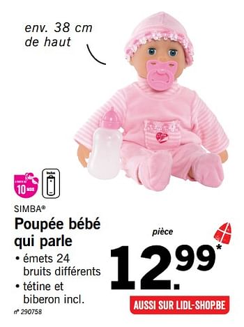 Promotion Lidl Poupee Bebe Qui Parle Simba Jouets Valide Jusqua 4 Promobutler