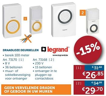 Promoties Draadloze deurbellen - Legrand - Geldig van 21/11/2017 tot 27/12/2017 bij Zelfbouwmarkt