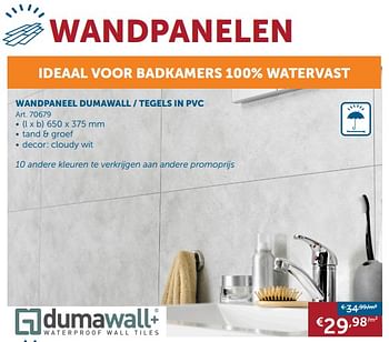 Promoties Dumawall wandpaneel - tegels in pvc - Dumawall - Geldig van 21/11/2017 tot 27/12/2017 bij Zelfbouwmarkt