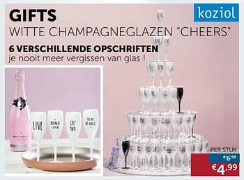 Promoties Gifts witte champagneglazen cheers - koziol - Geldig van 21/11/2017 tot 27/12/2017 bij Zelfbouwmarkt