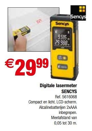 Promoties Digitale lasermeter sencys - Sencys - Geldig van 28/11/2017 tot 23/12/2017 bij Brico