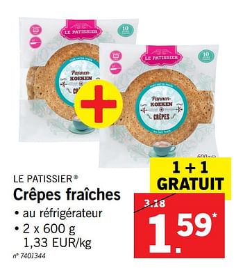 Promoties Crêpes fraîches - Le Patissier - Geldig van 20/11/2017 tot 22/11/2017 bij Lidl