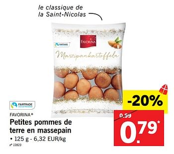 Promotions Petites pommes de terre en massepain - Favorina - Valide de 20/11/2017 à 25/11/2017 chez Lidl