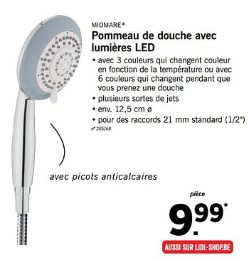 Promotions Pommeau de douche avec lumières led - Miomare - Valide de 23/11/2017 à 25/11/2017 chez Lidl