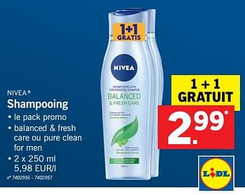 Promoties Shampooing - Nivea - Geldig van 20/11/2017 tot 25/11/2017 bij Lidl