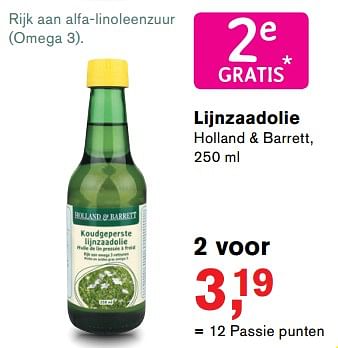 Promoties Lijnzaadolie - Huismerk - Holland & Barrett - Geldig van 13/11/2017 tot 05/12/2017 bij Holland & Barret