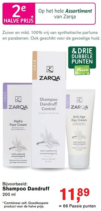 Promoties Shampoo dandruff - Zarqa - Geldig van 13/11/2017 tot 05/12/2017 bij Holland & Barret