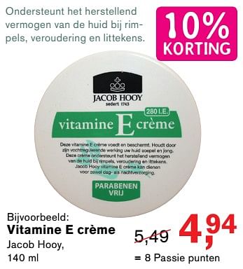 Promoties Vitamine e crème - Jacob Hooy - Geldig van 13/11/2017 tot 05/12/2017 bij Holland & Barret