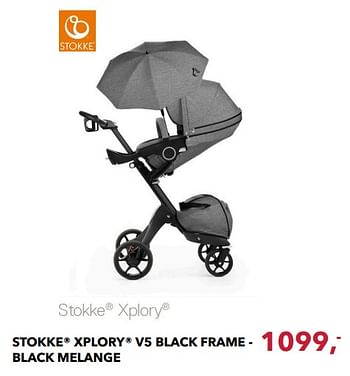 Promoties Stokke xplory v5 black frame - black melange - Stokke - Geldig van 19/11/2017 tot 16/12/2017 bij Baby & Tiener Megastore