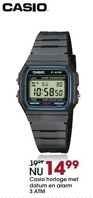 Promotions Casio horloge met datum en alarm - Casio - Valide de 15/11/2017 à 05/12/2017 chez Lucardi