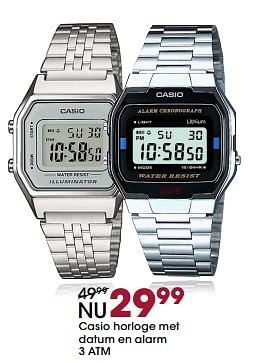 Promoties Casio horloge met datum en alarm - Casio - Geldig van 15/11/2017 tot 05/12/2017 bij Lucardi