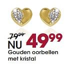 Promoties Gouden oorbellen met kristal - Huismerk - Lucardi - Geldig van 15/11/2017 tot 05/12/2017 bij Lucardi