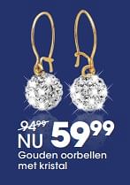 Promoties Gouden oorbellen met kristal - Huismerk - Lucardi - Geldig van 15/11/2017 tot 05/12/2017 bij Lucardi