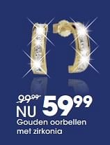 Promoties Gouden oorbellen met zirkonia - Huismerk - Lucardi - Geldig van 15/11/2017 tot 05/12/2017 bij Lucardi