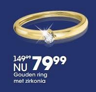 Promoties Gouden ring met zirkonia - Huismerk - Lucardi - Geldig van 15/11/2017 tot 05/12/2017 bij Lucardi