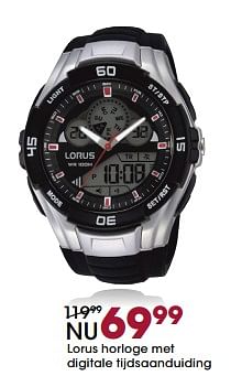 Promoties Lorus horloge met digitale tijdsaanduiding - Lorus - Geldig van 15/11/2017 tot 05/12/2017 bij Lucardi