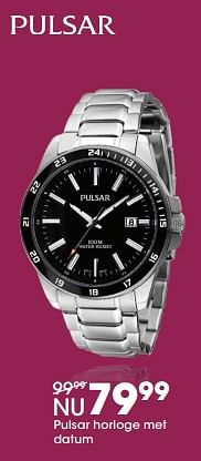 Promoties Pulsar horloge met datum - Pulsar - Geldig van 15/11/2017 tot 05/12/2017 bij Lucardi
