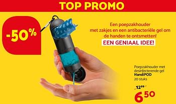 Promoties Handipod poepzakhouder met desinfecterende gel - HandiPOD - Geldig van 16/11/2017 tot 29/11/2017 bij Tom&Co