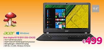 Promoties Acer aspire es 15 (es1-533-c9gd) - Acer - Geldig van 17/11/2017 tot 10/12/2017 bij Connect IT