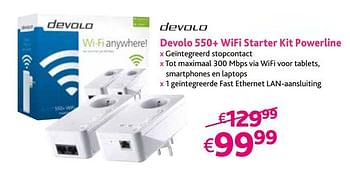 Promoties Devolo 550+ wifi starter kit powerline - Devolo - Geldig van 17/11/2017 tot 10/12/2017 bij Connect IT
