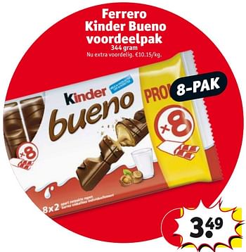 Promotions Ferrero kinder bueno voordeelpak - Ferrero - Valide de 21/11/2017 à 26/11/2017 chez Kruidvat