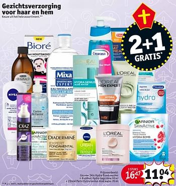 Promoties Garnier skin hydra bomb masker + kruidvat hydro dagcrème + l`oréal paris hydra genius aloë water - Huismerk - Kruidvat - Geldig van 21/11/2017 tot 26/11/2017 bij Kruidvat