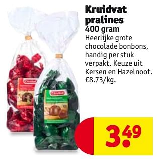 Promoties Kruidvat pralines heerlijke grote chocolade bonbons, handig per stuk verpakt - Huismerk - Kruidvat - Geldig van 21/11/2017 tot 26/11/2017 bij Kruidvat