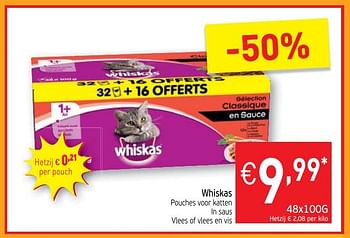 Promotions Whiskas pouches voor katten - Whiskas - Valide de 21/11/2017 à 26/11/2017 chez Intermarche