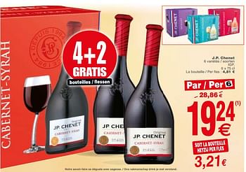 Promoties J.p. chenet - Rode wijnen - Geldig van 21/11/2017 tot 27/11/2017 bij Cora