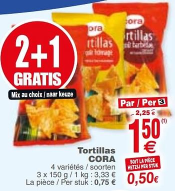 Promoties Tortillas cora - Huismerk - Cora - Geldig van 21/11/2017 tot 27/11/2017 bij Cora