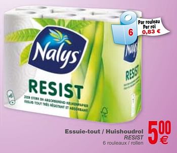 Promoties Essuie-tout - huishoudrol resist - Nalys - Geldig van 21/11/2017 tot 27/11/2017 bij Cora