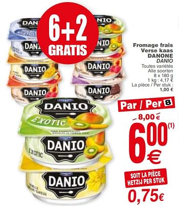 Promoties Fromage frais verse kaas danone danio - Danone - Geldig van 21/11/2017 tot 27/11/2017 bij Cora
