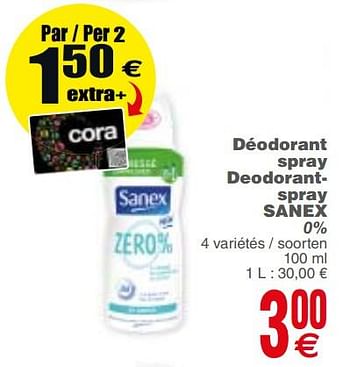 Promotions Déodorant spray deodorantspray sanex - Sanex - Valide de 21/11/2017 à 27/11/2017 chez Cora