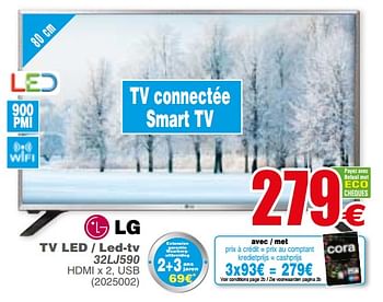 Promoties Lg tv led-led tv 32lj590 - LG - Geldig van 21/11/2017 tot 04/12/2017 bij Cora