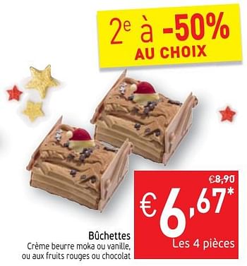 Promotions Bûchettes crème beurre moka ou vanille - Produit maison - Intermarche - Valide de 21/11/2017 à 26/11/2017 chez Intermarche