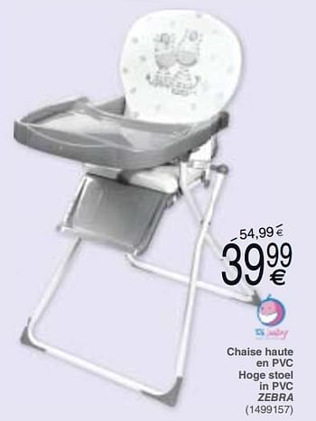 Promotions Chaise haute en pvc hoge stoel in pvc zebra - Di Baby - Valide de 21/11/2017 à 04/12/2017 chez Cora