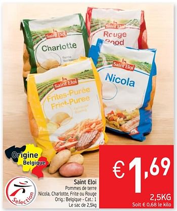 Promotions Saint eloi pommes de terre nicola, charlotte - Saint Eloi - Valide de 21/11/2017 à 26/11/2017 chez Intermarche