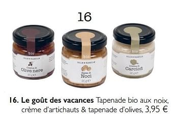 Promotions Le goût des vacances tapenade bio aux noix - Produit Maison - Dille & Kamille - Valide de 01/11/2017 à 31/03/2018 chez Dille & Kamille