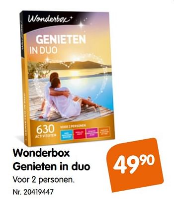 Promoties Wonderbox genieten in duo - Wonderbox - Geldig van 17/11/2017 tot 06/12/2017 bij Fun