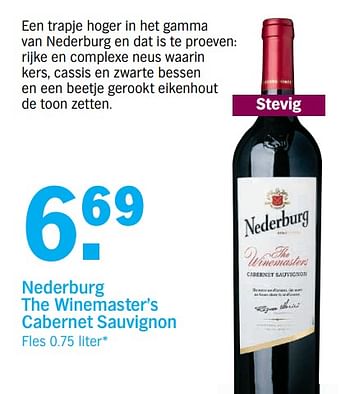 Promoties Nederburg the winemaster`s cabernet sauvignon - Rode wijnen - Geldig van 20/11/2017 tot 26/11/2017 bij Albert Heijn